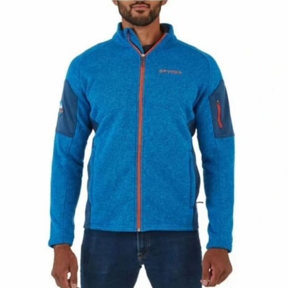 🔸️Spyder Empire Blue Heathered Full Zip Lightweight Jacket Men's Large - Picture 1 of 12
